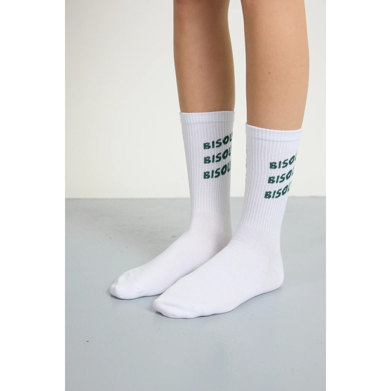 CHAUSETTES BLANC VERT BISOUS SKATEBOARDS SONICS